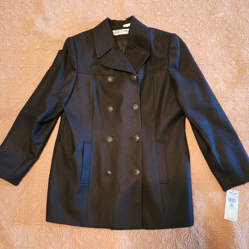 NEW Vintage, Double-breasted, black Amanda Smith 100% Pure Wool Blazer